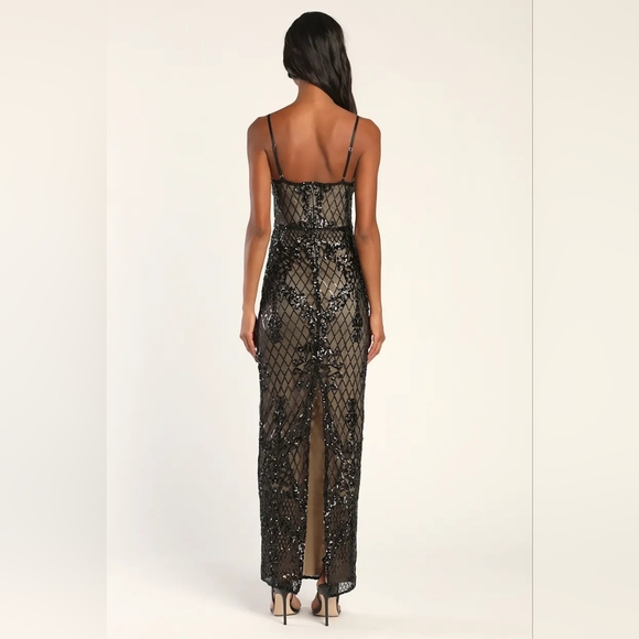 Lulus Moonlit Love Black Sequin Sleeveless Maxi Dress M Wedding Party Prom  - mordernwear.com
